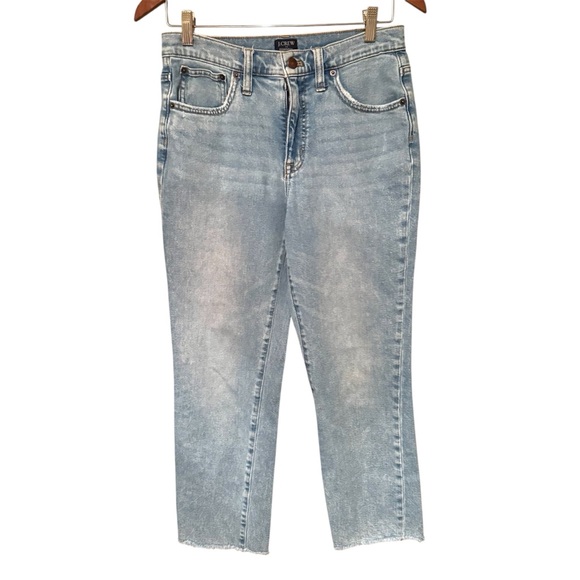 J. Crew Factory Denim - J.Crew Factory High Rise Light Wash Distressed Cropped Straight Jeans Blue 28